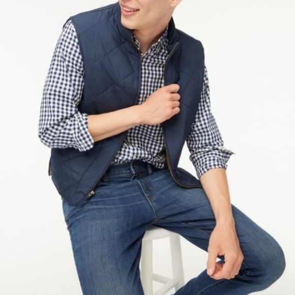 J. Crew Quilted Navy Walker Puffer Vest